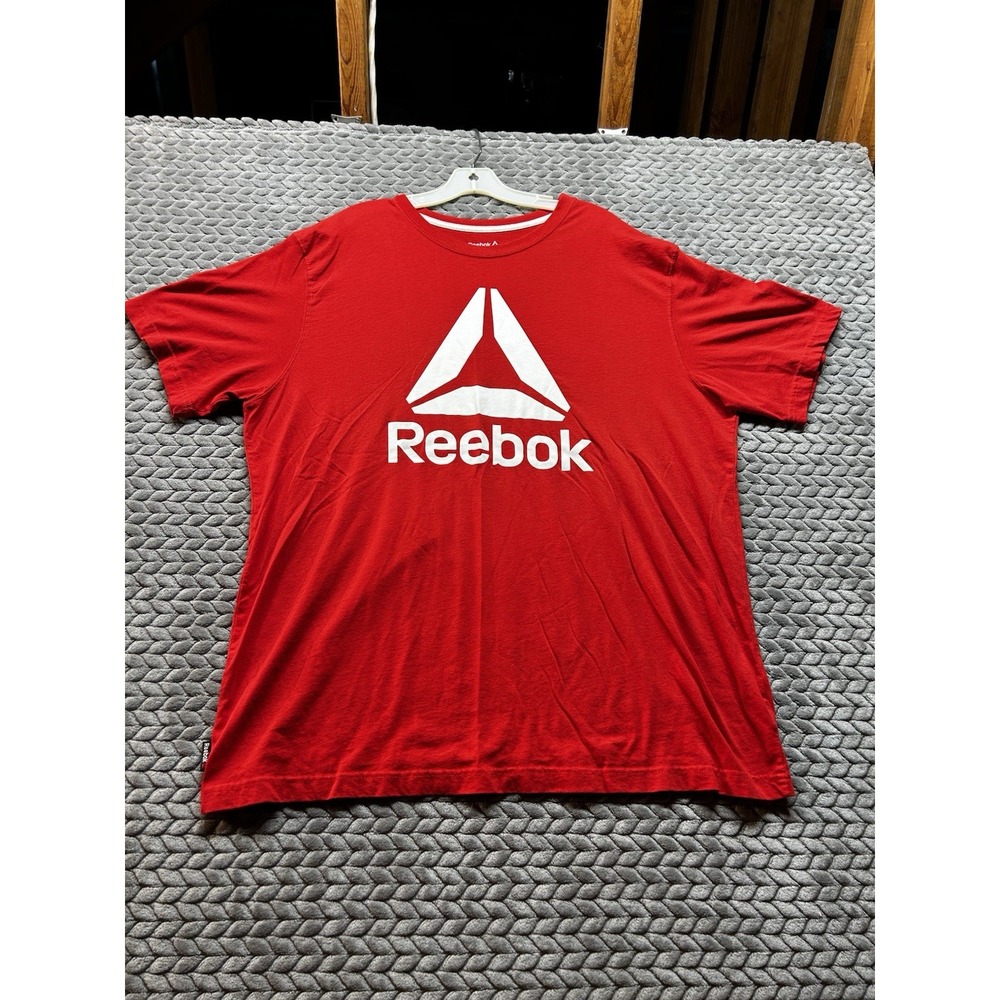 Reebok Logo T-Shirt Men's 2XL Red Graphic Athletic Short Sleeve Tee